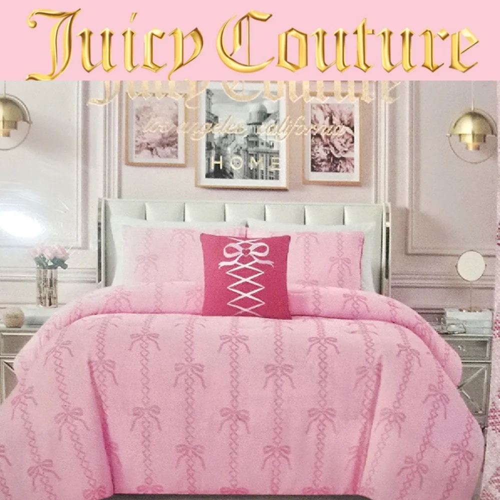 Juicy Couture Home The Rose Collection Pink Bow-Pattern 4-PC Comforter Set